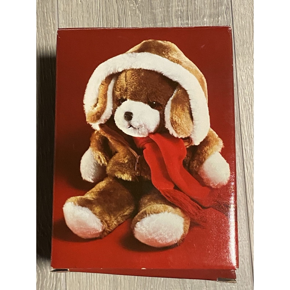 ⭐️ Vtg 1982 AVON Plush Puppy Stuffed Animal Jacket & Red Scarf FACTORY SEALED ⭐️